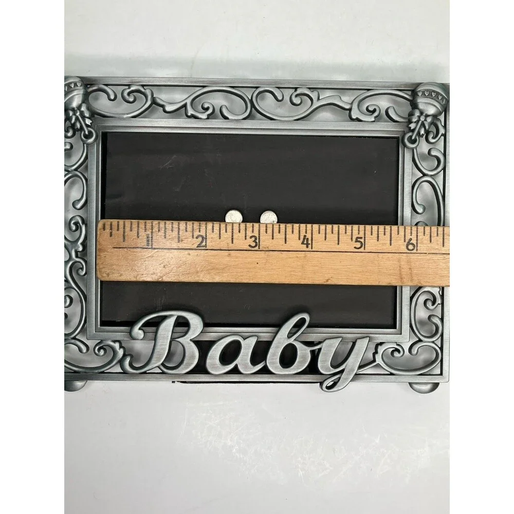 Malden Baby Picture Frame Metal Pewter 4x6 Baby & Rattlers on Boarder New